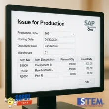 how to create issue for production sap b1