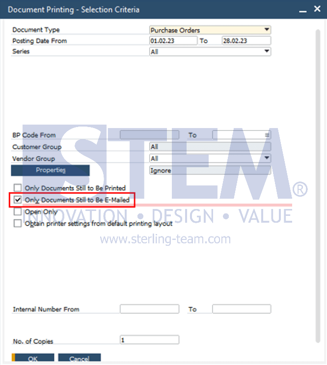 Kirim dokumen SAP Business One via email